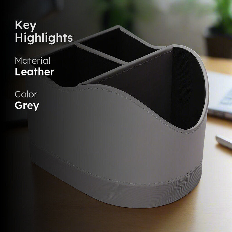 Veltrix Faux Leather Desk Organiser - Grey media 2