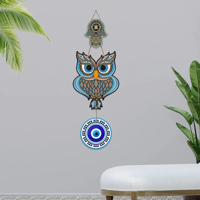 Owl Nazar III Polyester & MDF Wall Hanging media 1