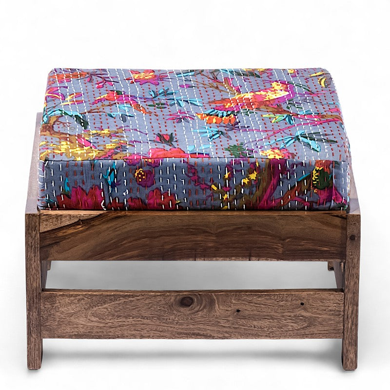 Lexon Sheesham Wooden Bench with Stool (Grey) - Two Piece Set media 4