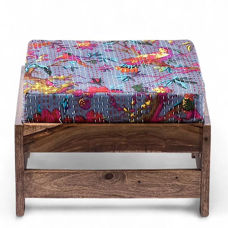 Lexon Sheesham Wooden Bench with Stool (Grey) - Two Piece Set media 4