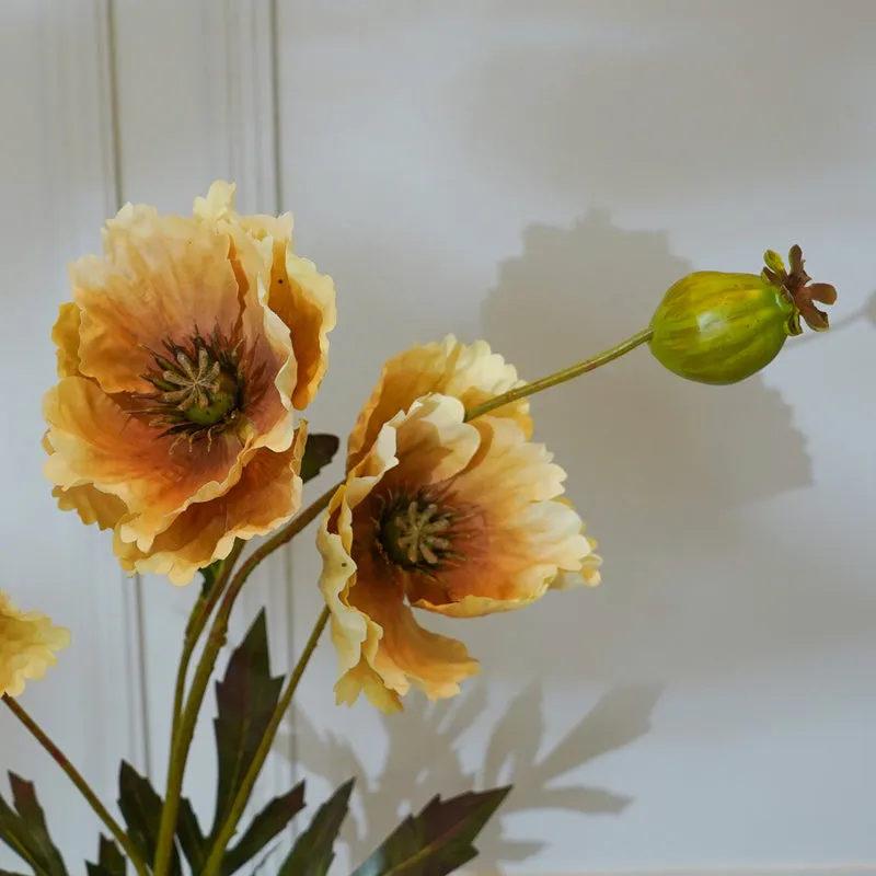 Faux Popy Flower Stick (Golden Yellow) - 27 CM media 4