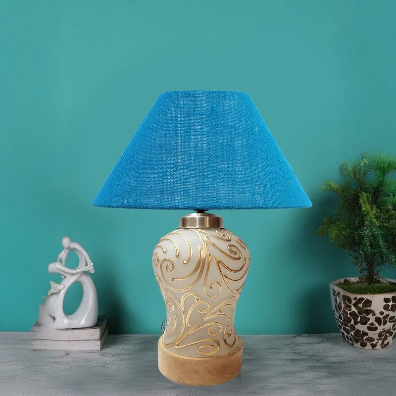 Lumithra Cotton & Wood Table Lamp - Blue media 2