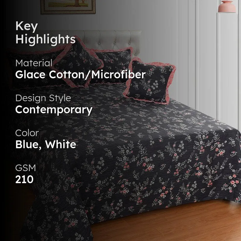 Indian Winter Floral Frilled Bedding Set - Five Piece Set media 2