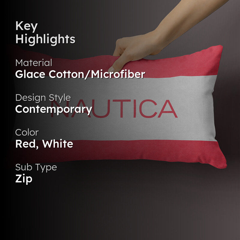 Nautica Logo Stripe Rectangular Cushion Cover - Coral media 2