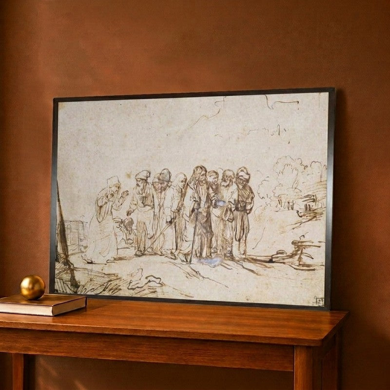 Christ and the Canaanite Woman Canvas Wall Painting - 12 x 9 Inches
