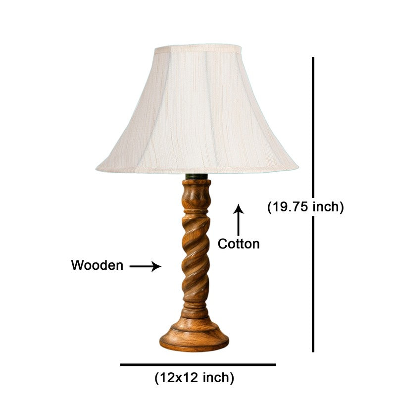 Elvane Zerin Wooden Table Lamp - OffWhite media 8