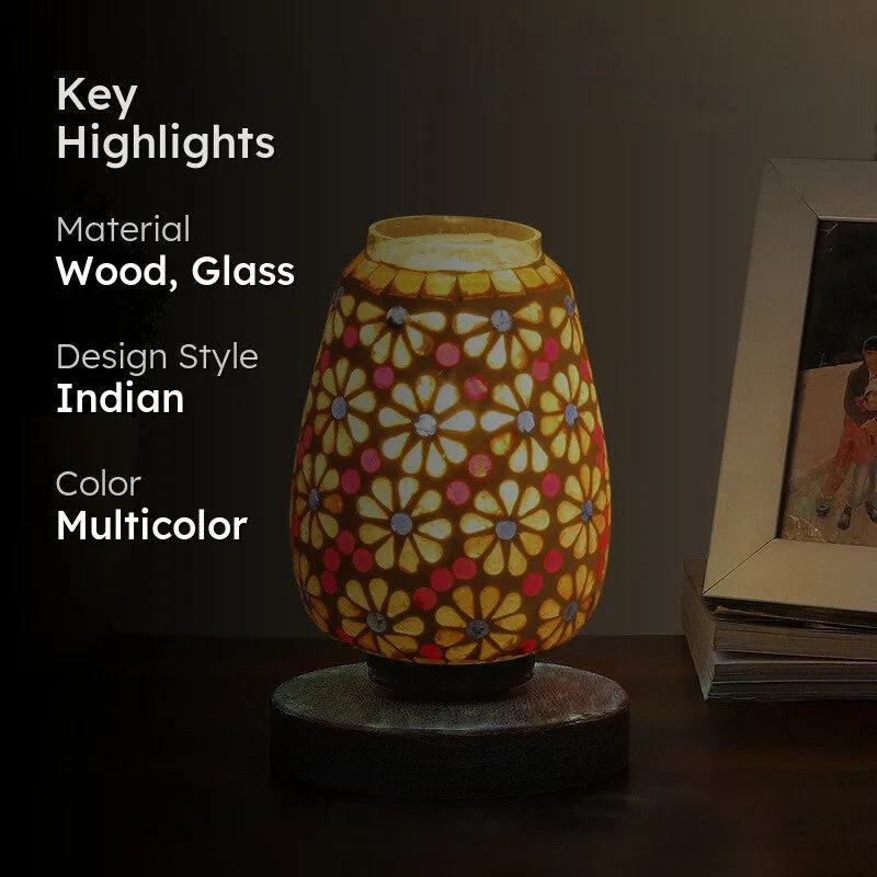 Lumarae Glass Table Lamp With Wooden Base - Multicolor media 2