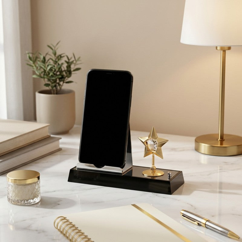 Noir StarCrest 24K Gold Plated Mild Steel Desk Organiser