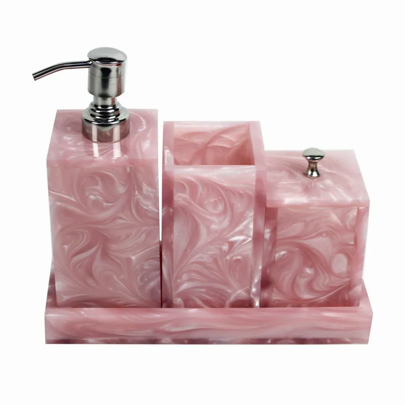 Svela Resin Bathroom Set (Pink) - Four Piece Set media 3