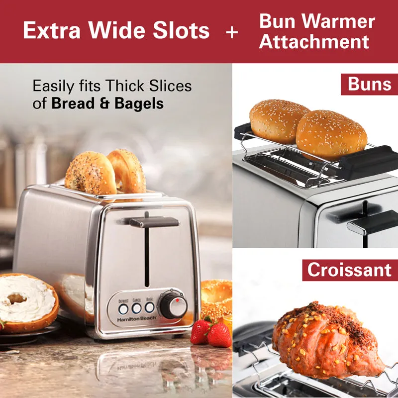 Hamilton Beach Wide Slot Toaster (Silver) - 925 W media 3