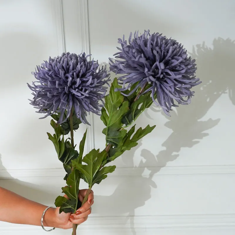Faux Blue Chrysanthemum Flower Stick (32 CM) - Set Of Two media 3