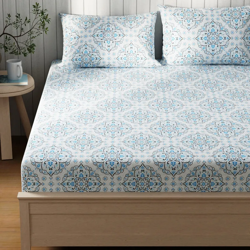 Lopez Cotton Bedsheet (Blue) - 120 TC media 3