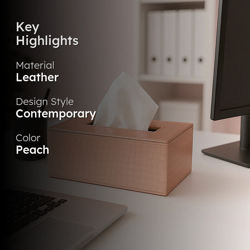 Elvan Faux Leather Tissue Holder - Peach media 2