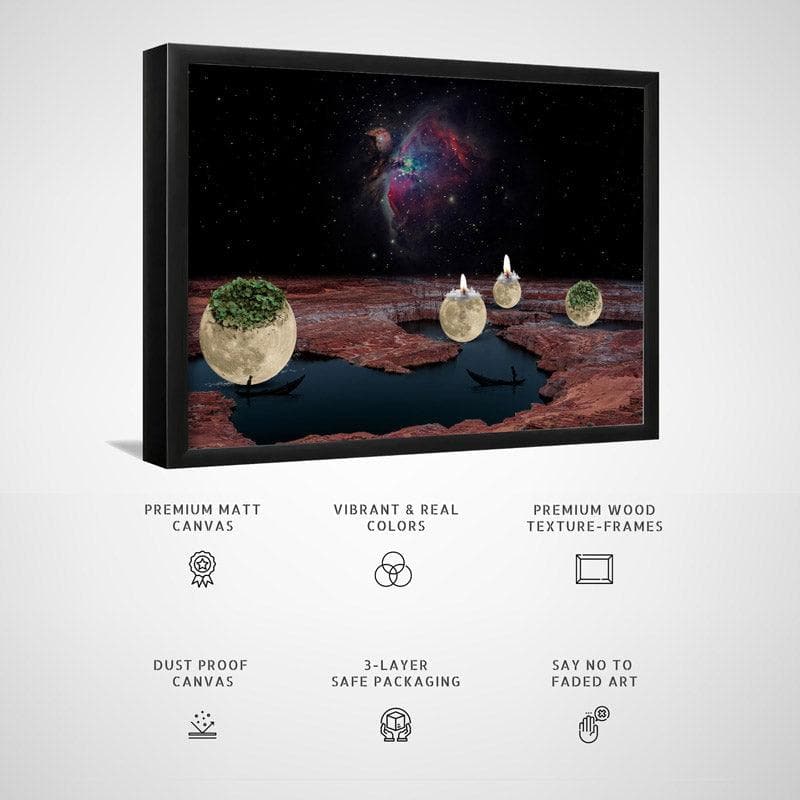 Abstract Worlds Canvas Wall Painting - Black Frame media 5