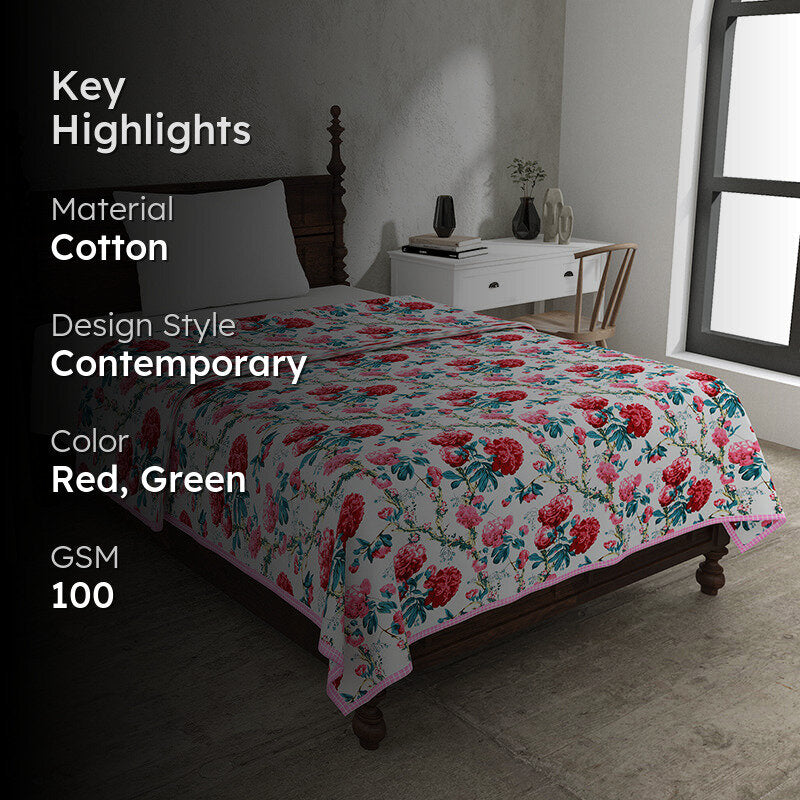 Fleur Fever Cotton Dohar - Red,Green media 2