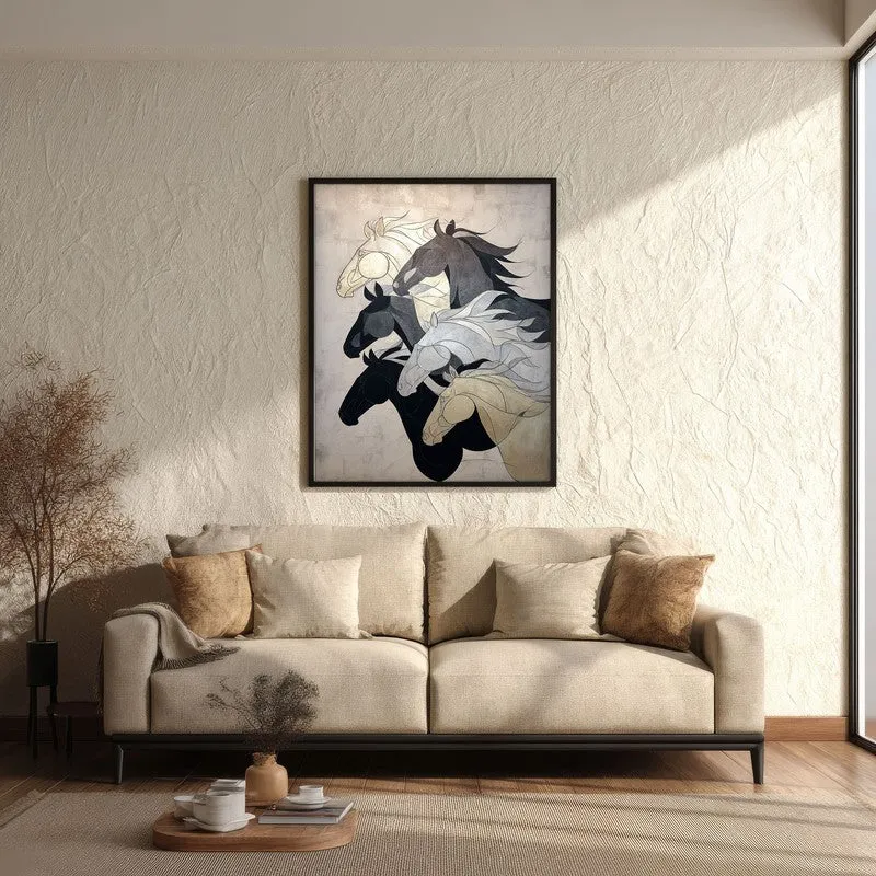 Regal Horse Wall Painting With Black Frame media 3