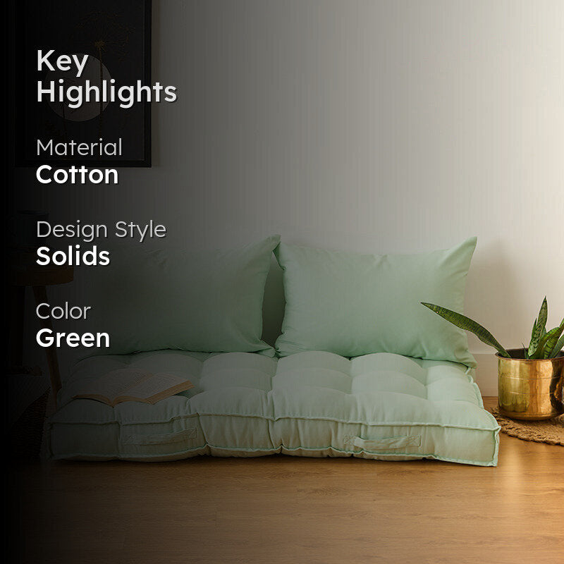 Plushport Solid Cotton Floor Cushion - Green media 2
