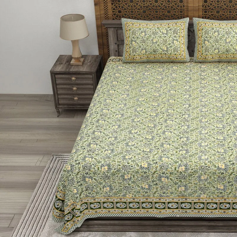 Geora Cotton Bedsheet (Green) - 240 TC media 3
