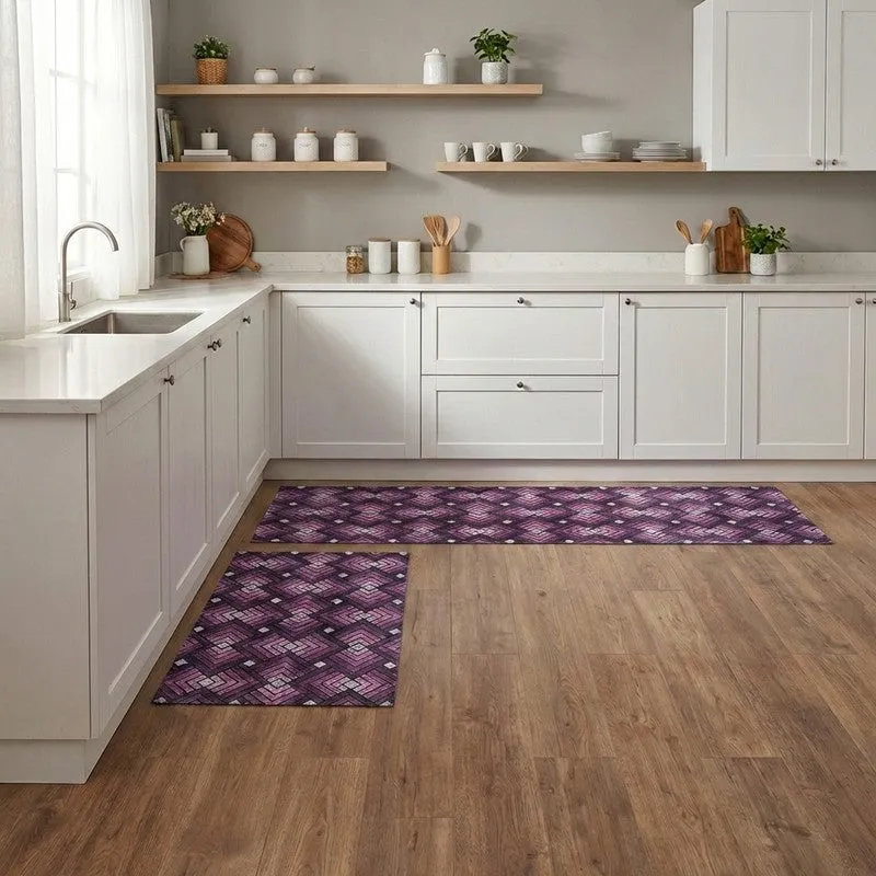 ContourLines Polyester Kitchen Floor Mats (Purple) - Set of Two media 4