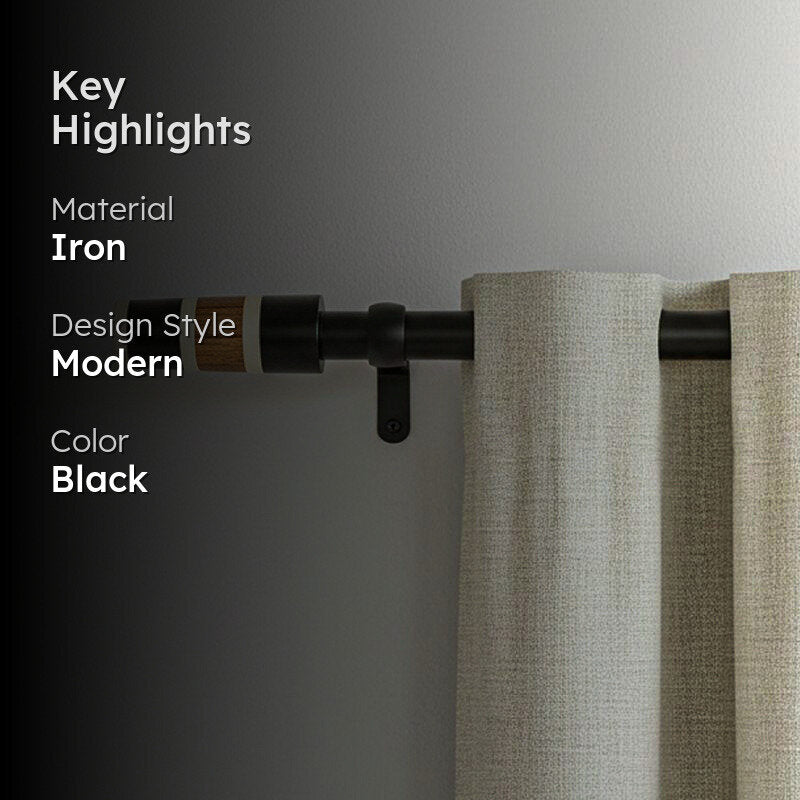 Arbora  Extendable 1" Single Curtain Rod With Round Finial & Brackets media 2