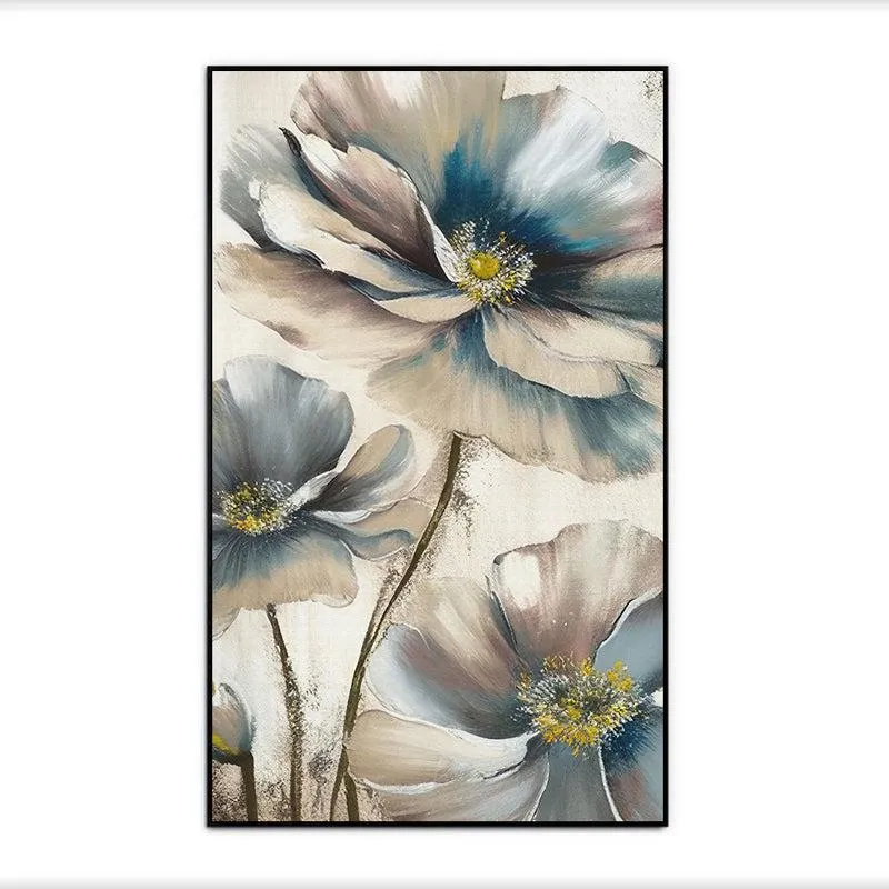 Blooms In Gloom Floral Canvas Wall Painting With Frame - Black media 4