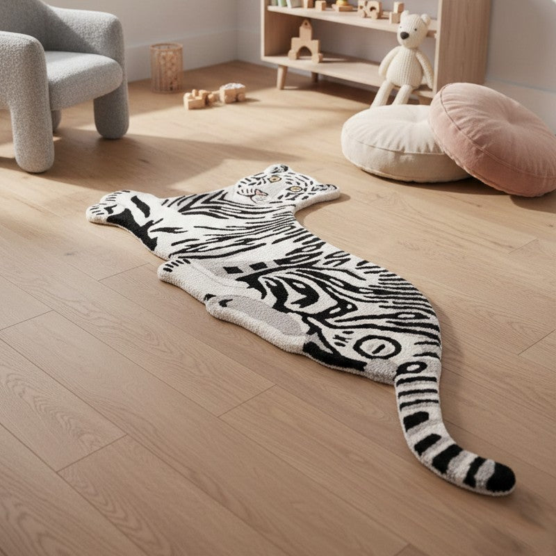 Tiger Cub Cotton Carpet - Black,White media 3
