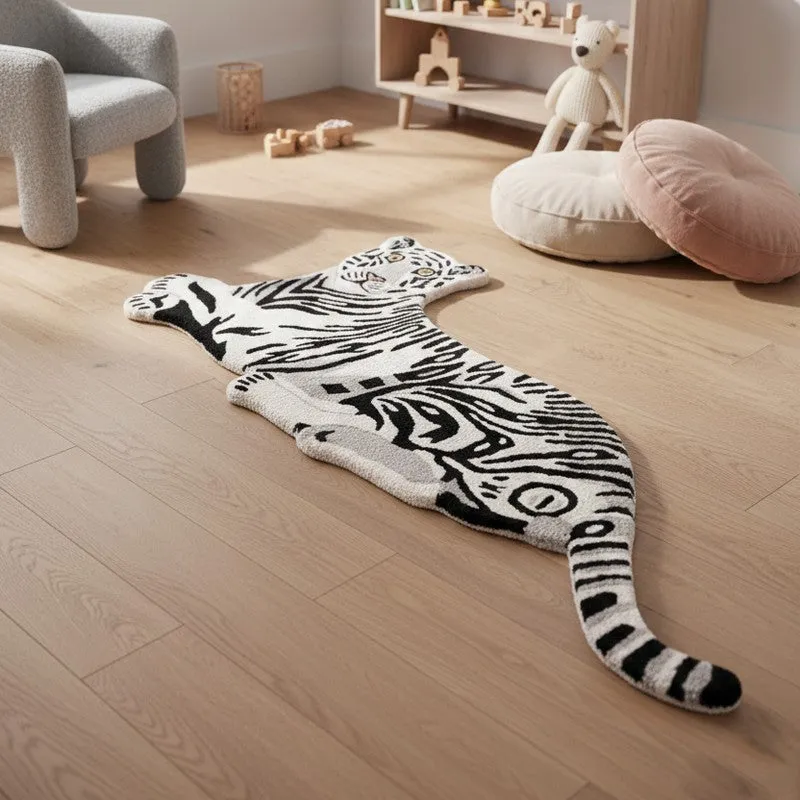 Tiger Cub Cotton Carpet - Black,White media 3