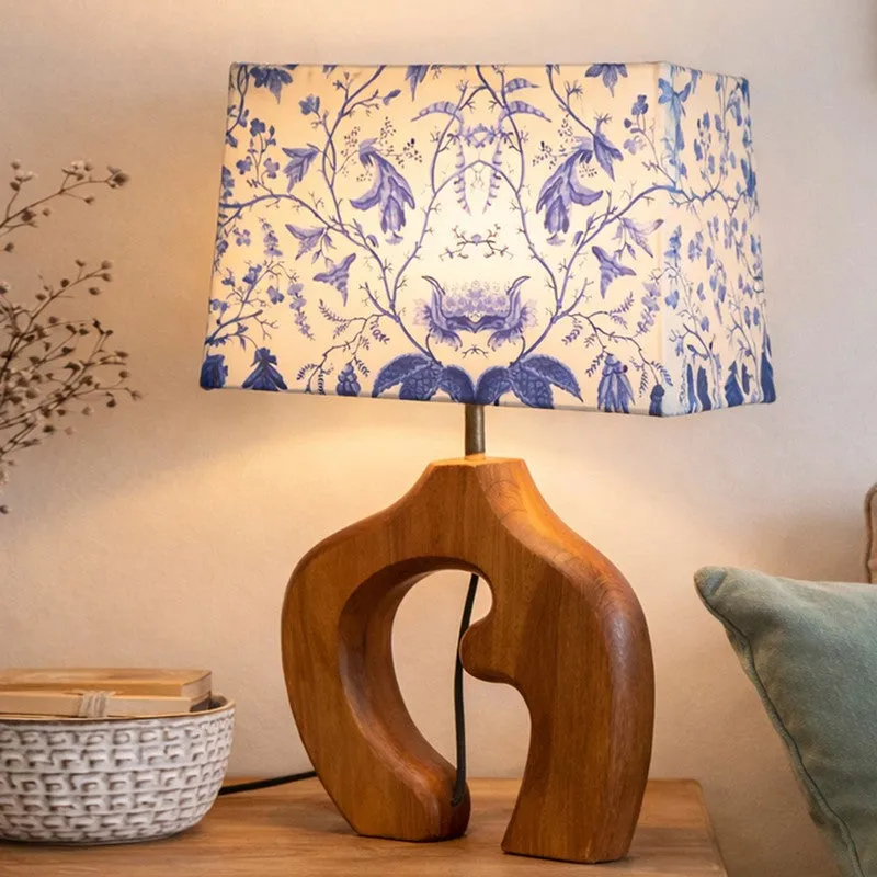 Natura Curve Wooden Fabric Table Lamp - White,Blue,Brown media 1