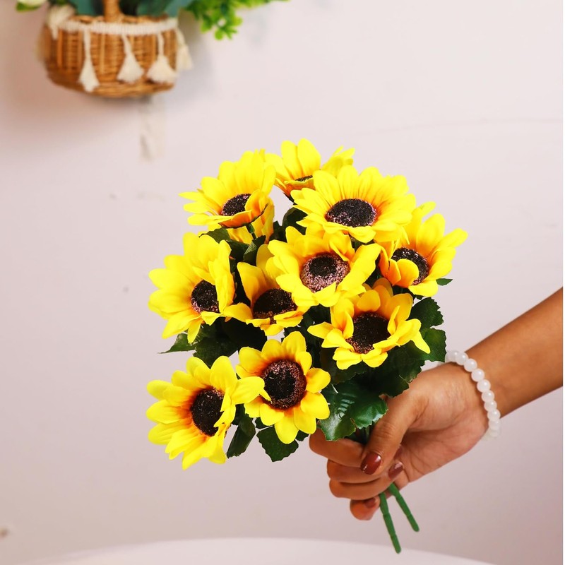 Faux Artificial Sunflower (Yellow) - Set Of Two media 3
