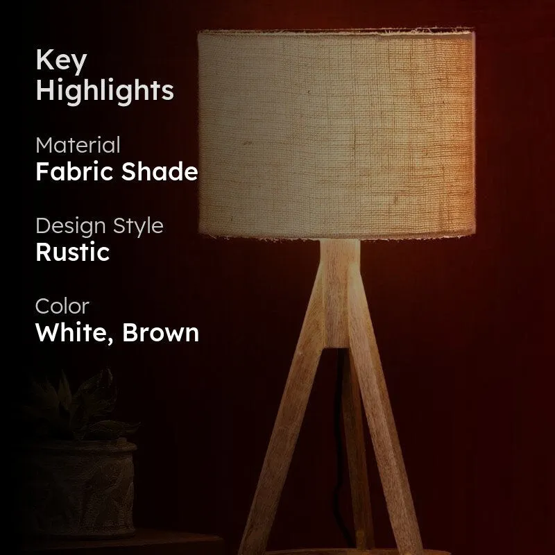 Classy With Twist Fabric Table Lamp - White,Brown media 2