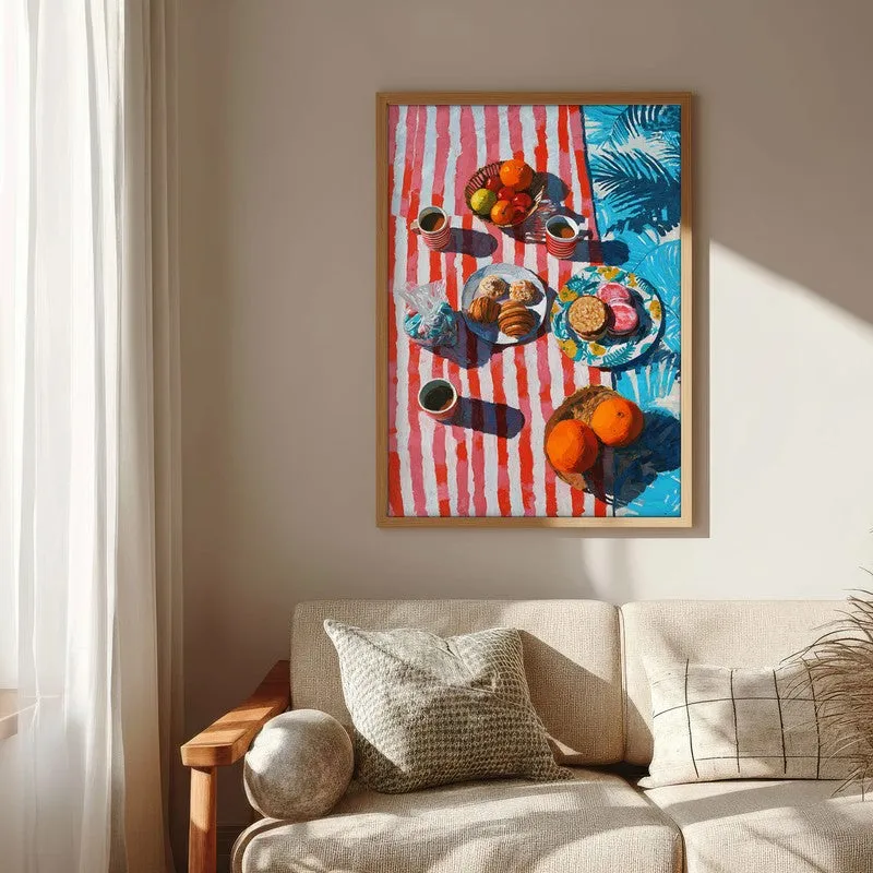 Harbor Brunch Canvas Wall Painting - Brown Frame media 6