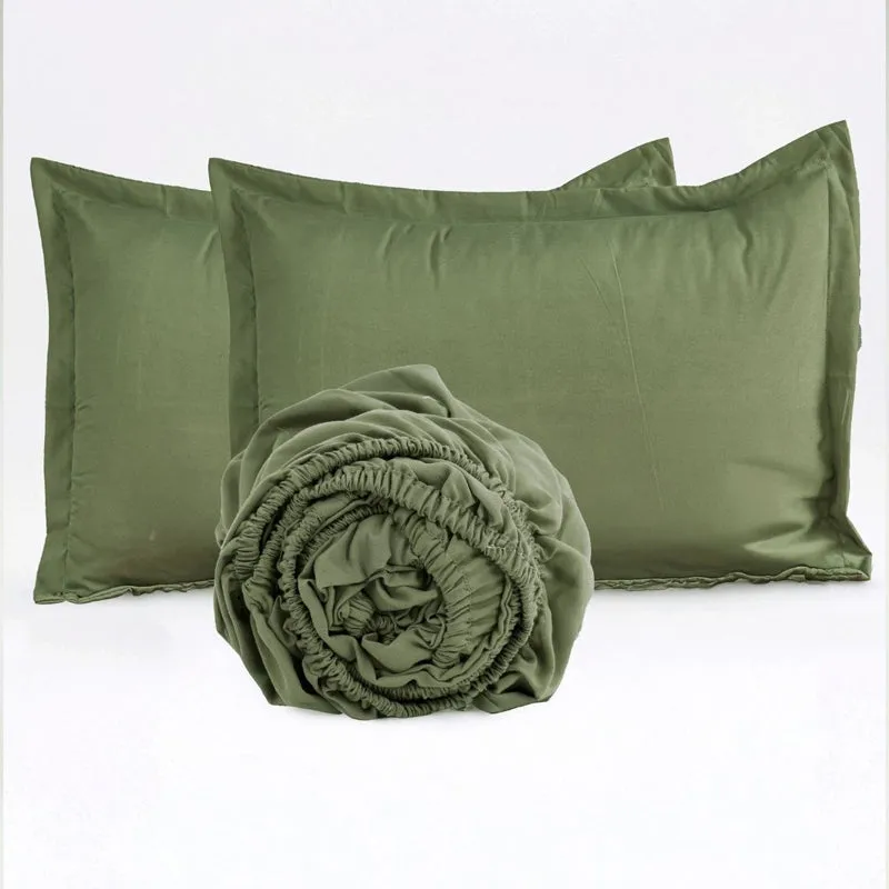 Cloud Drift Fitted Microfiber Bedsheet (Dark Green) - 140 GSM media 9