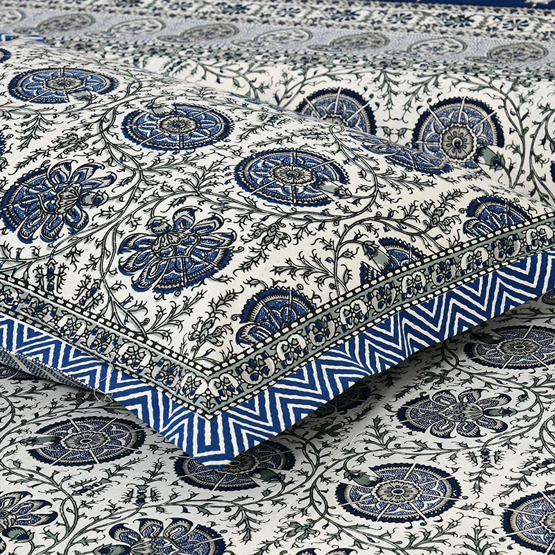 Ayati Ethnic Cotton Bedsheet (Blue) - 160 TC media 4