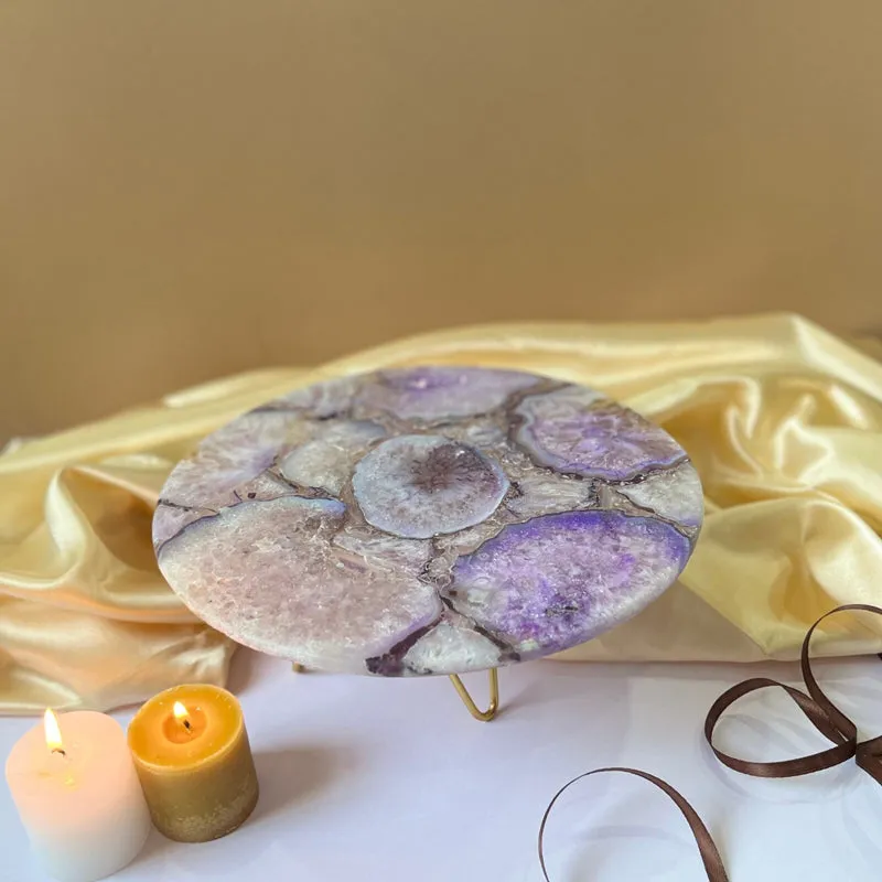 Myrla Handcrafted Agate Cake Stand - Purple media 4