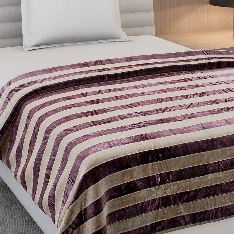 Monte Carlo Strivon Bold Stripes Polyester Blanket (Brown) - 300 GSM media 5