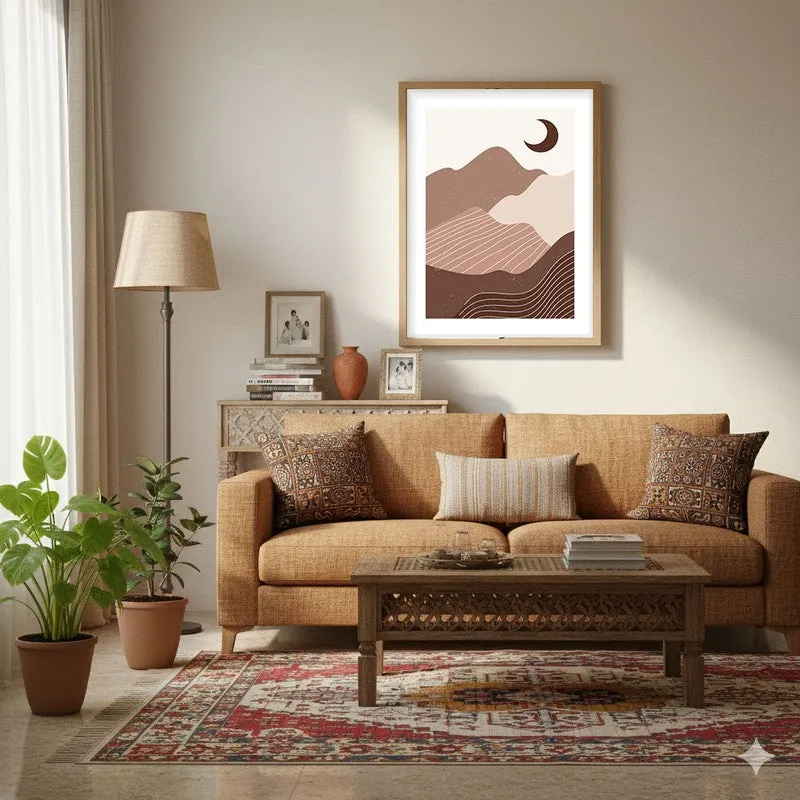 Pastel Solitude Canvas Wall Painting With Brown Frame media 4