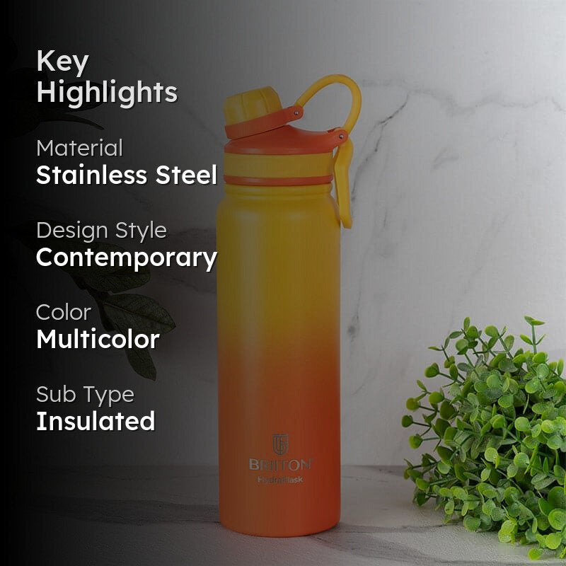 Serene Sip Hot & Cold Thermos Water Bottle (Yellow & Orange) - 800 mL media 2