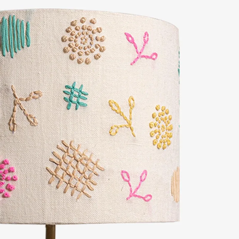 Orange Tree Gesu Mango Wood Table Lamp wit Cotton Embroidery Sade - Multicolor media 6