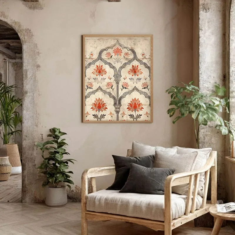 Lotus Arch Canvas Wall Painting With Brown Frame media 9