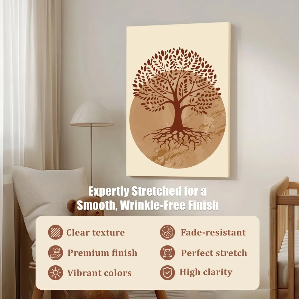 Earthbound Tree Cotton Canvas Wall Art - Beige media 5