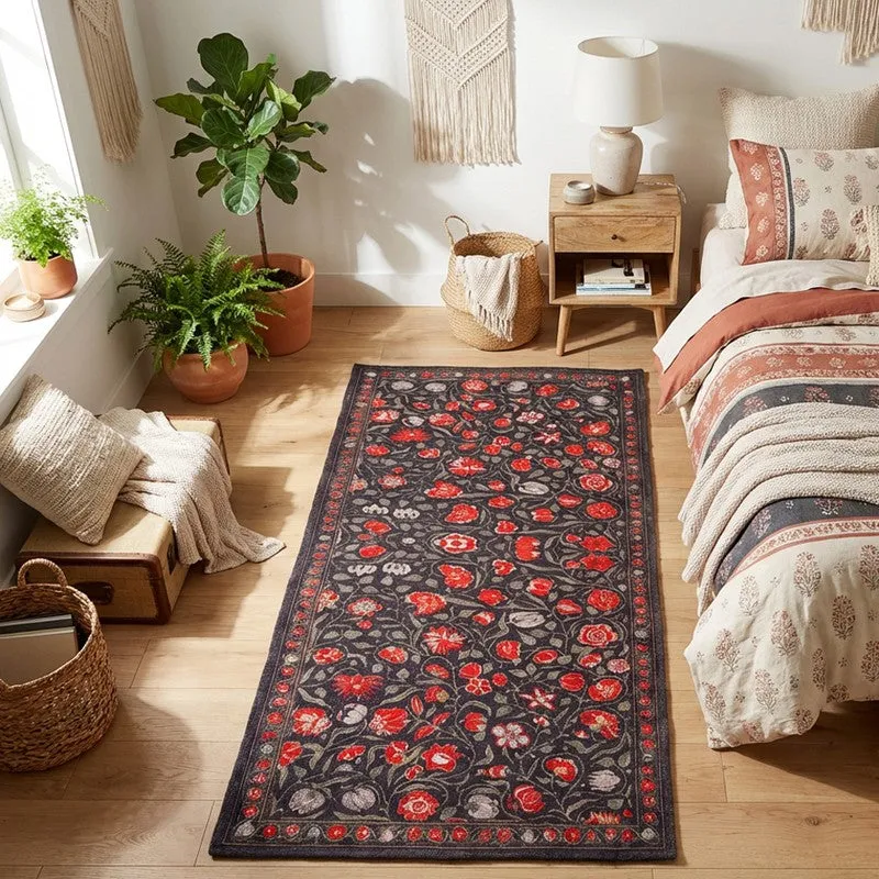 Floral Rush Cotton Hand Woven Runner Rug media 3