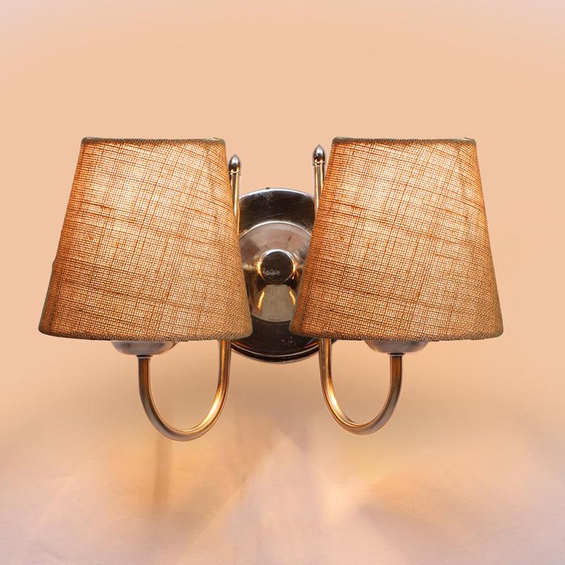 Veda Duo Conical Fabric & Metal Wall Lamp - Beige media 3