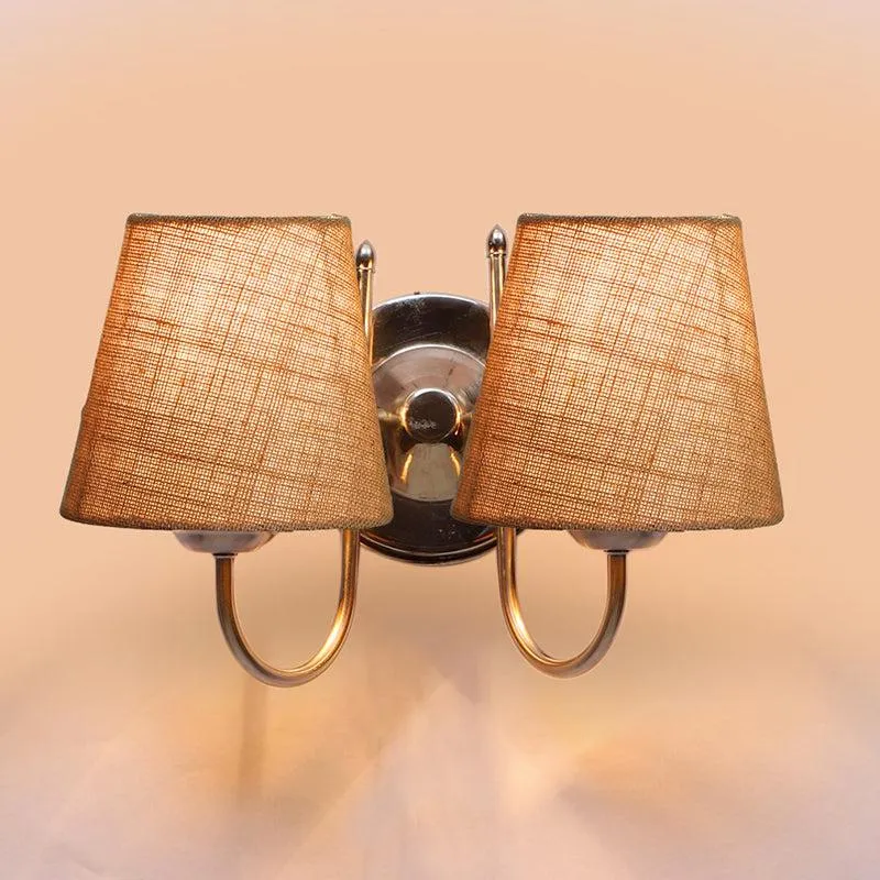 Veda Duo Conical Fabric & Metal Wall Lamp - Beige media 3