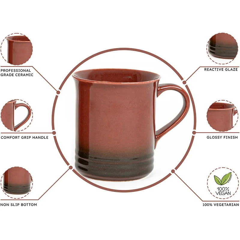 Brew Ceramic Coffee Mug (450 mL Each/Deep Red) - Set of Two media 4