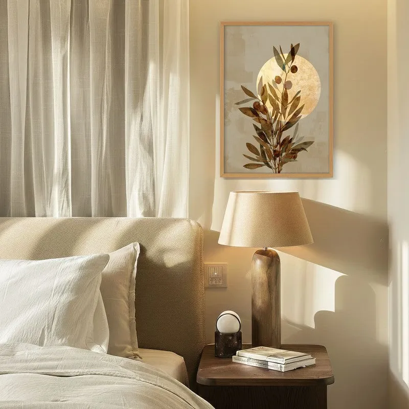 Moonlit Botanicals Archival Paper Wall Painting With Brown Frame media 4