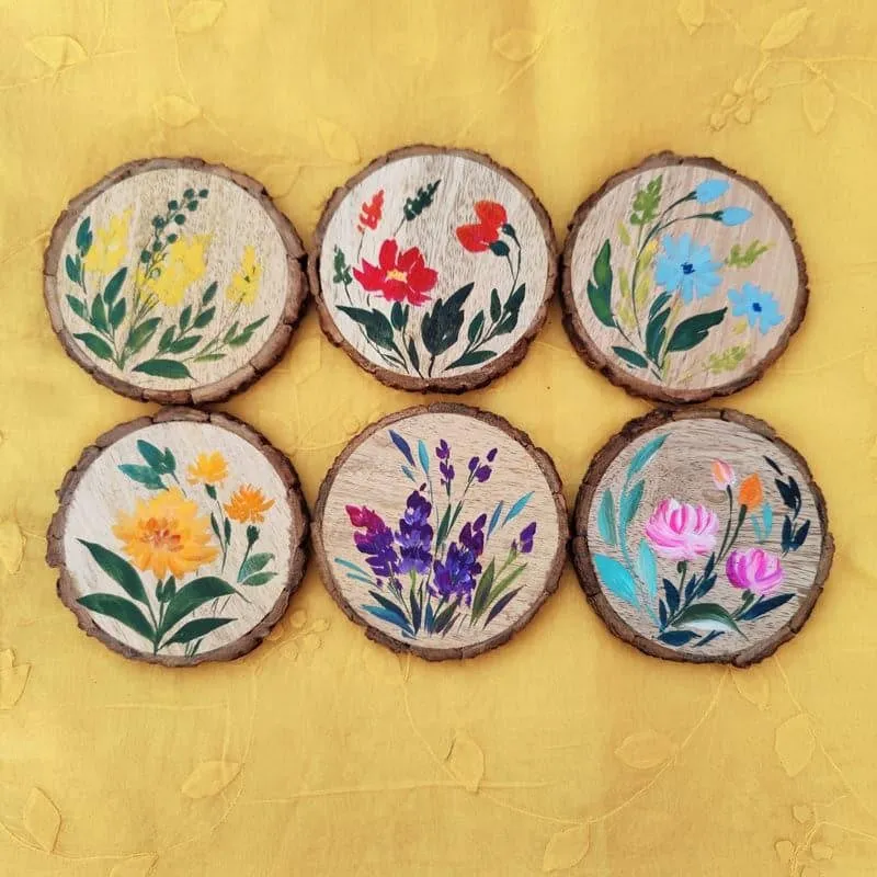Garden Dream Wooden Handpainted Coaster - Set Of Six media 4