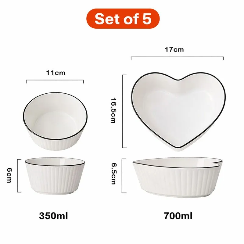 Rioware Grain Touch Ceramic Serving Bowls (700/350 mL Each) - Set of Five media 16
