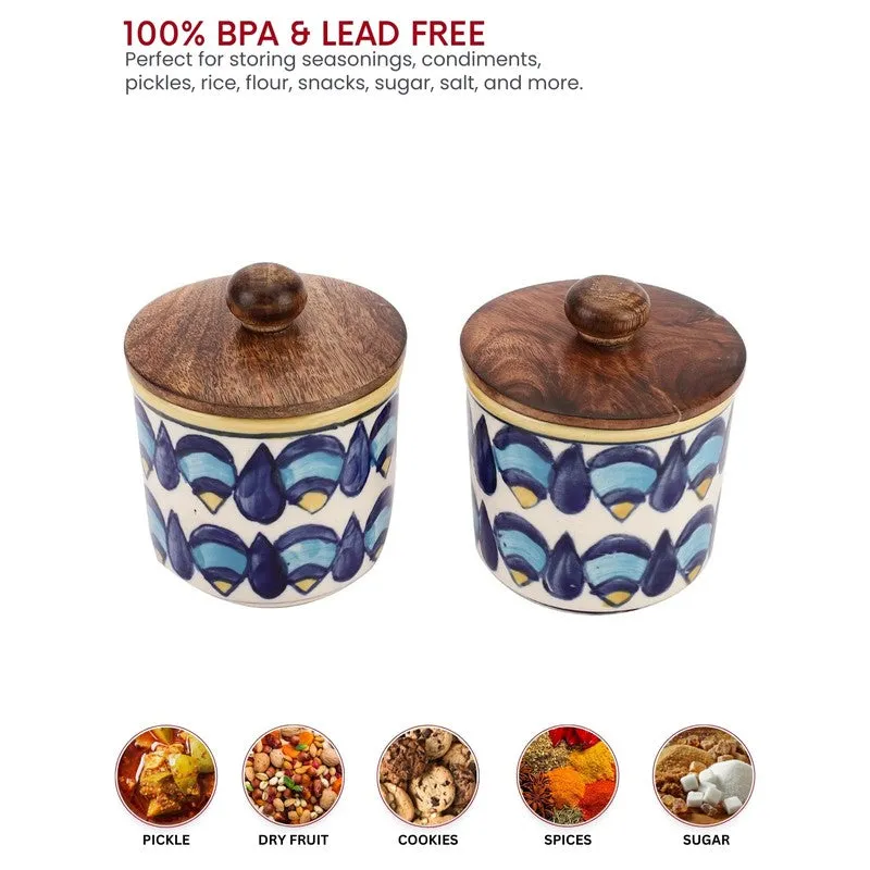 Decorative Ceramic Jar Set (300 mL Each) - Set Of Two media 5