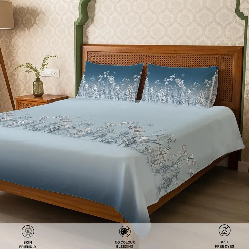 Urban Space SubtleGlam Cotton Bedsheet (Blue) - 300 TC media 5
