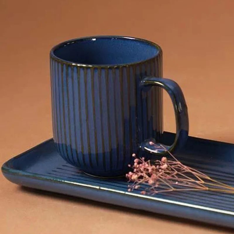 Cristie Ribbed Mug And Tray Set (Cobalt) - Set Of Two media 5